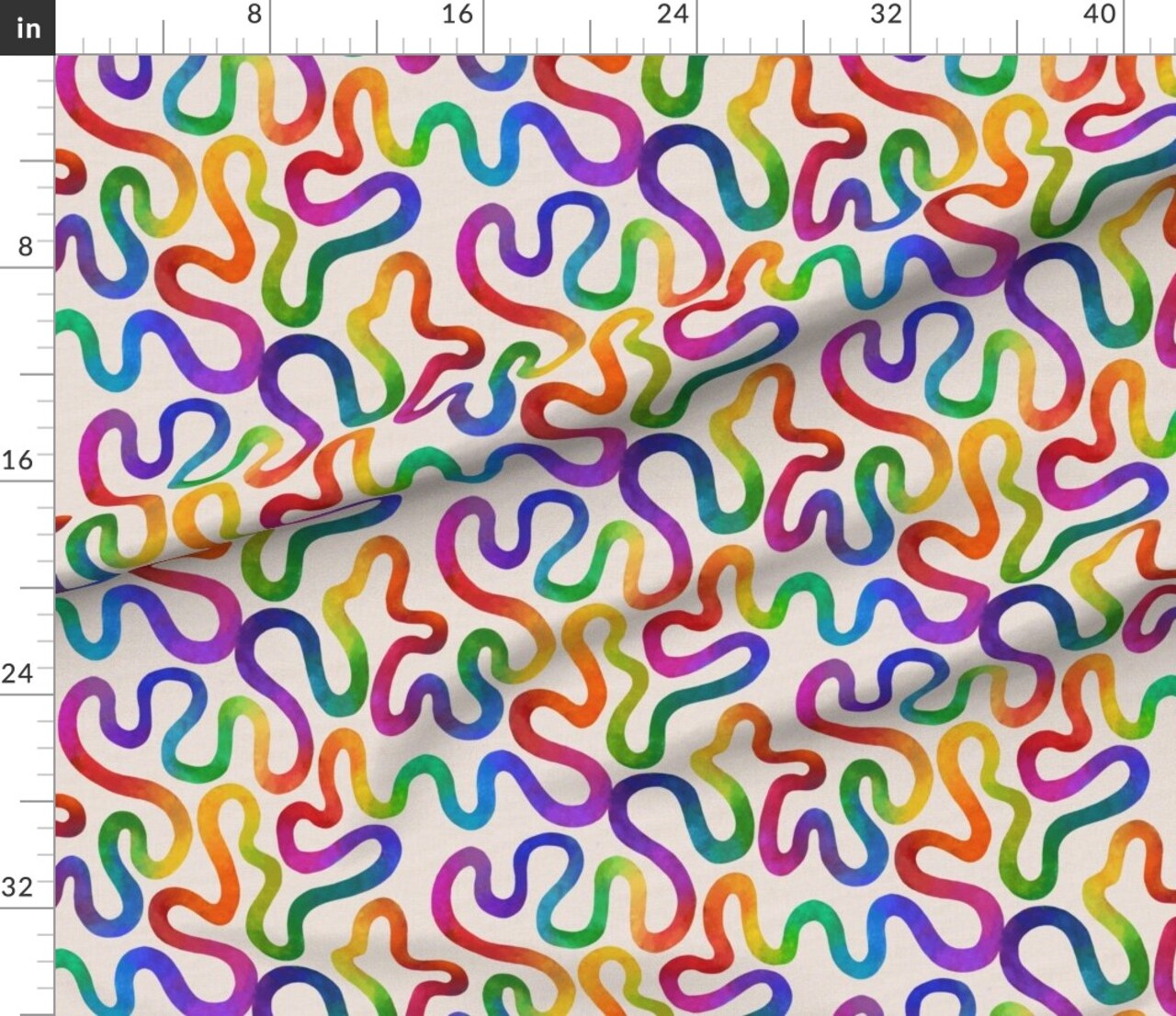 Various Fabrics by the Yard or Fat Quarter Watercolor Bright Abstract Pride Rainbow Colorful Month Squiggle Line Custom Printed Fabric by Spoonflower